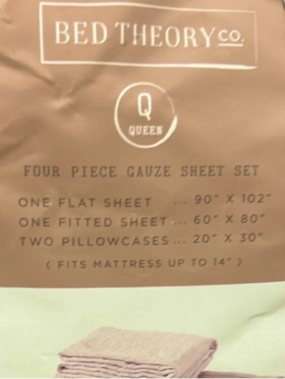 Bed Theory Co. Four Piece Gauze Queen Blush Pink Sheet Set Soft Unique Texture